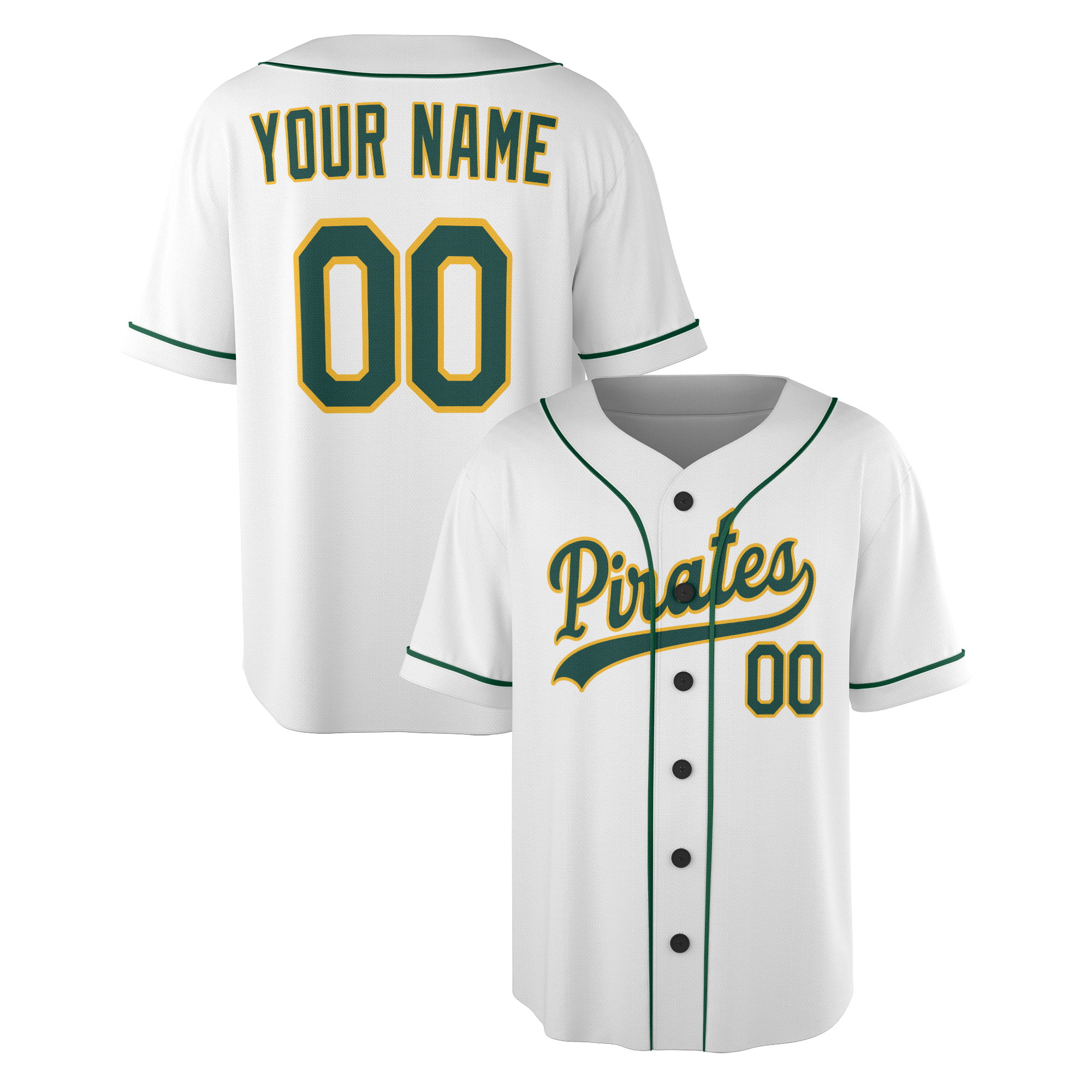 Personalized Pittsburgh Pirates Inspired Alternate Style Jersey - White Green