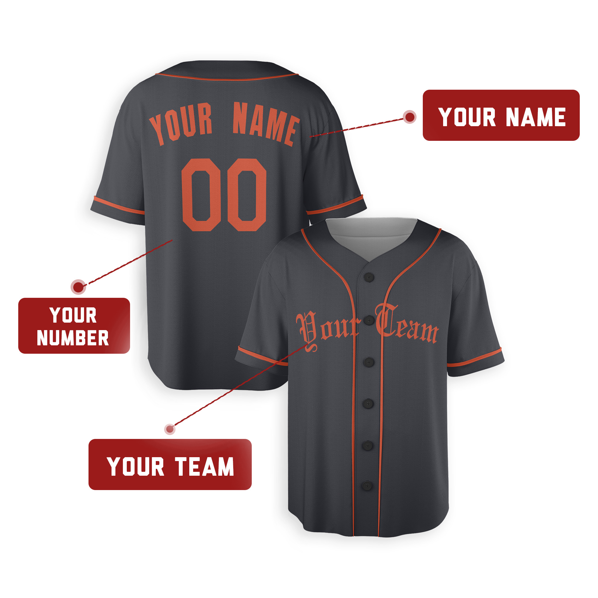 Personalized Detroit Tigers Inspired Alternate Style Jersey - Black Orange