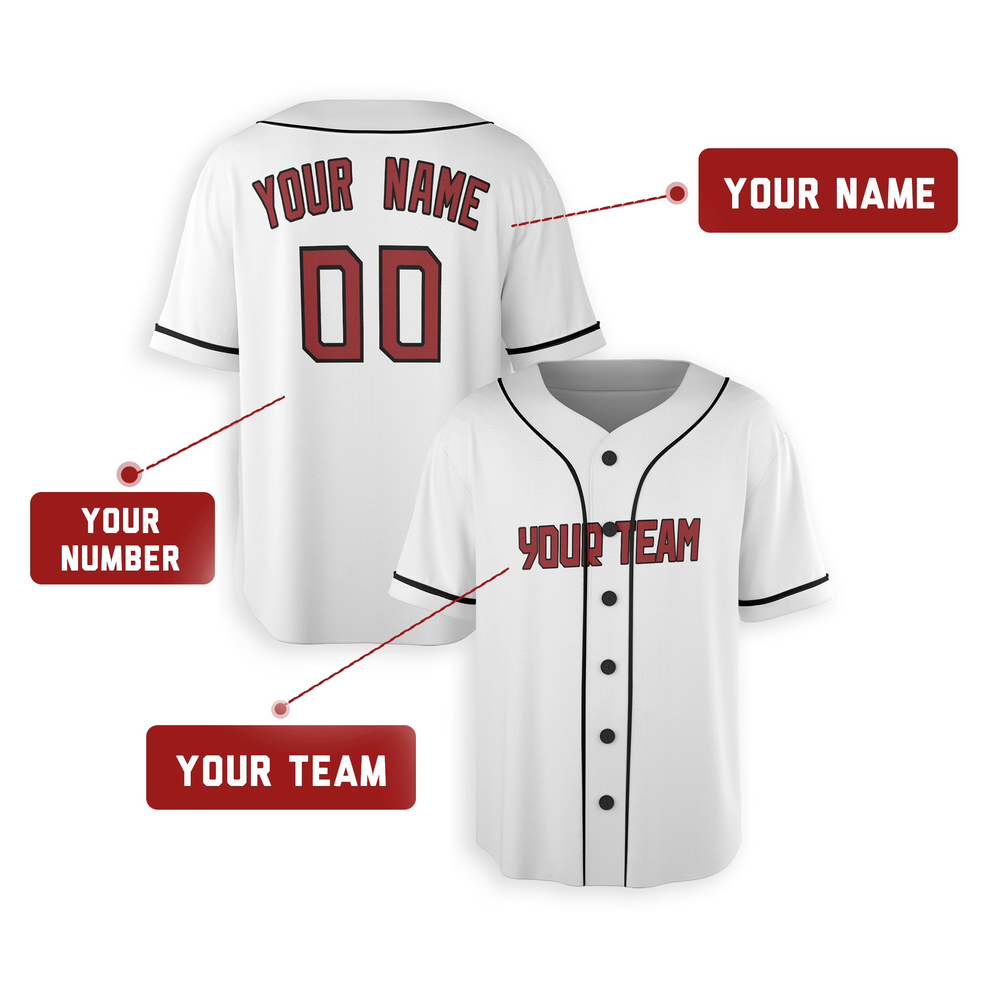 Personalized Cleveland Guardians Inspired Alternate Style Jersey - White Red