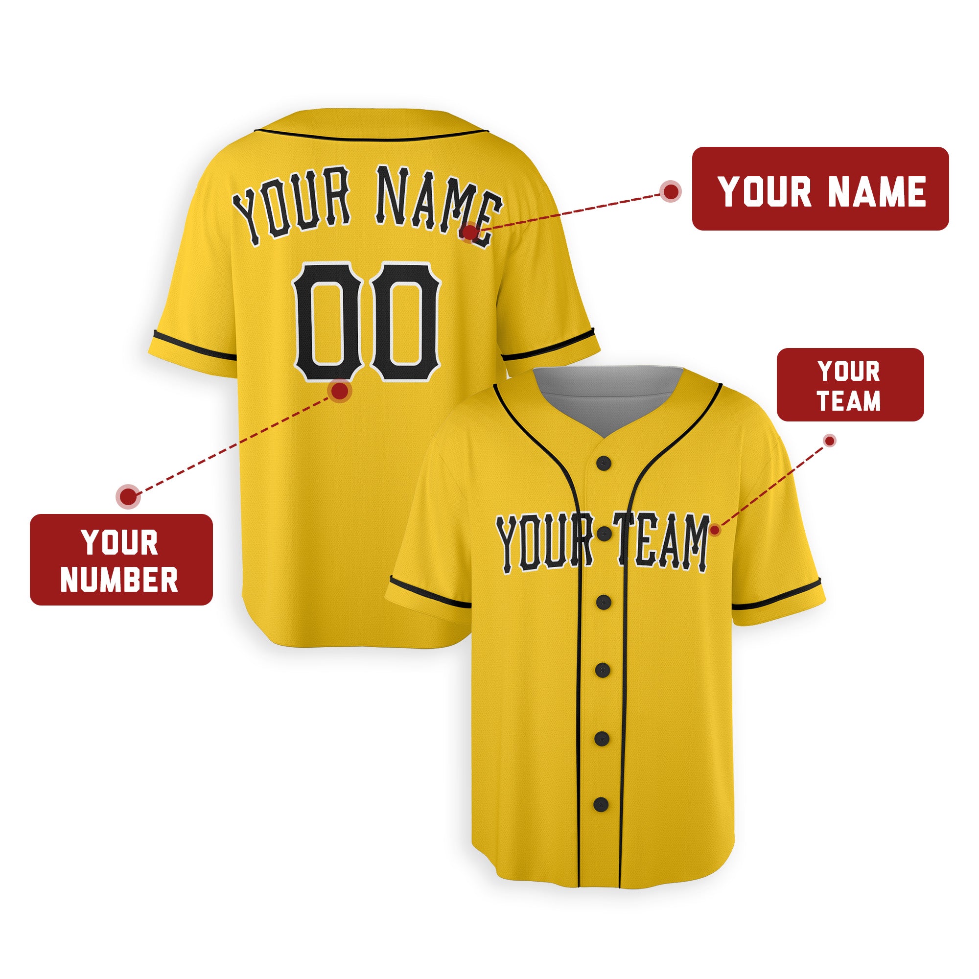 Personalized Pittsburgh Pirates Inspired Alternate Style Jersey - Gold
