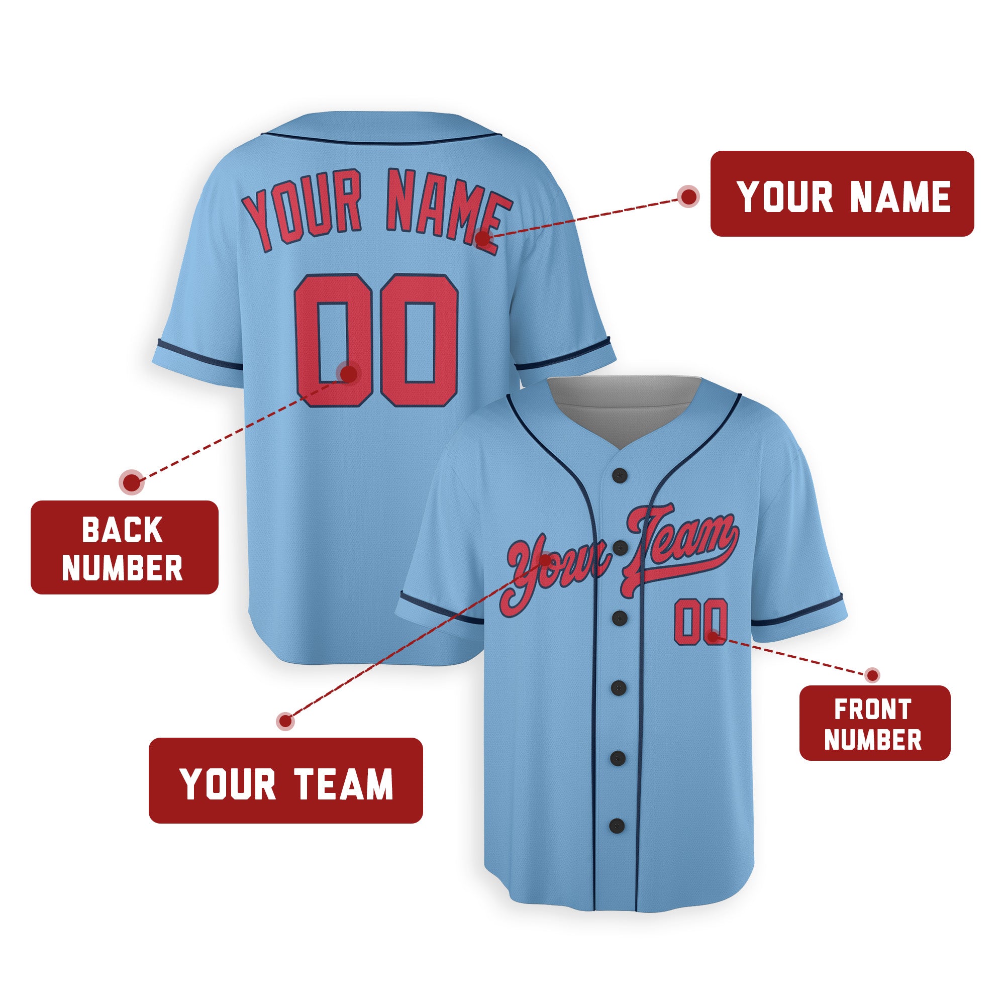 Personalized Minnesota Twins Inspired Alternate Style Jersey - Light Blue