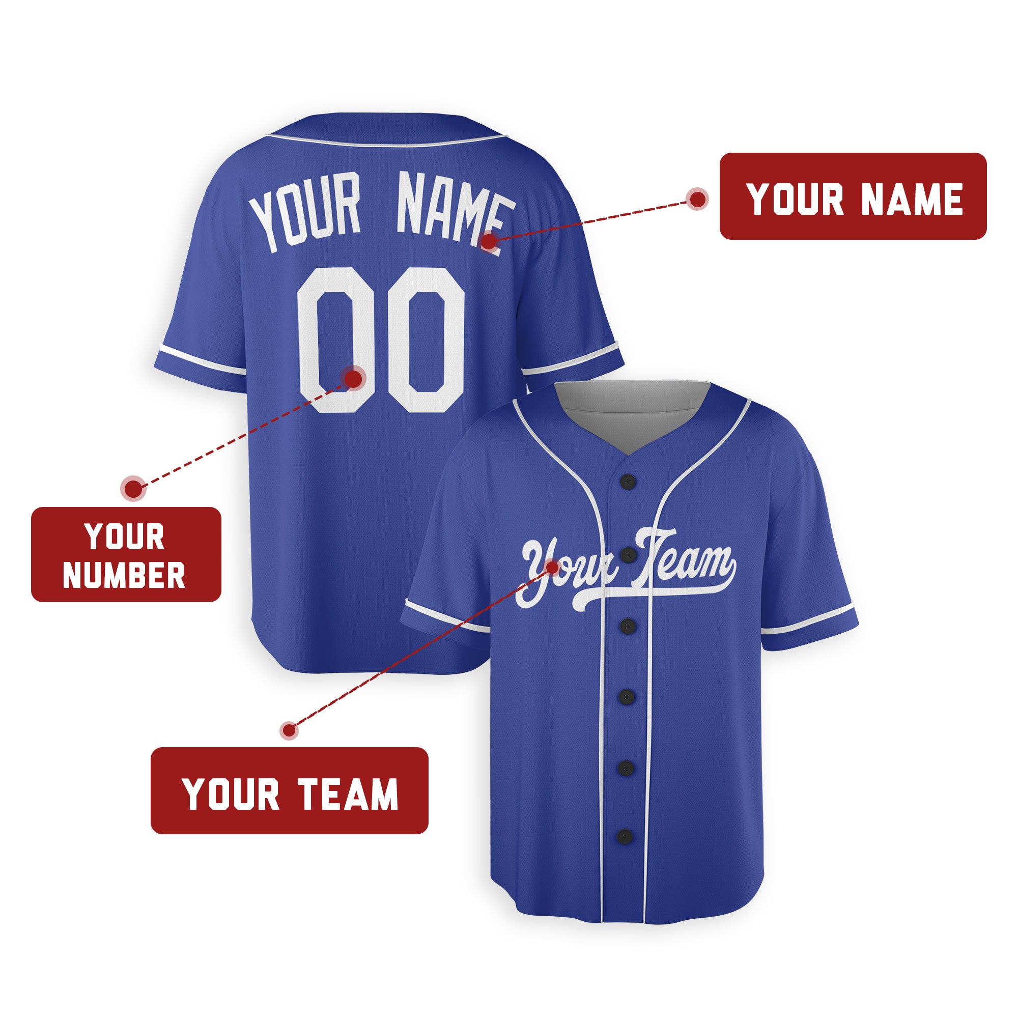 Personalized Los Angeles Dodgers Inspired Alternate Style Jersey - Royal Blue