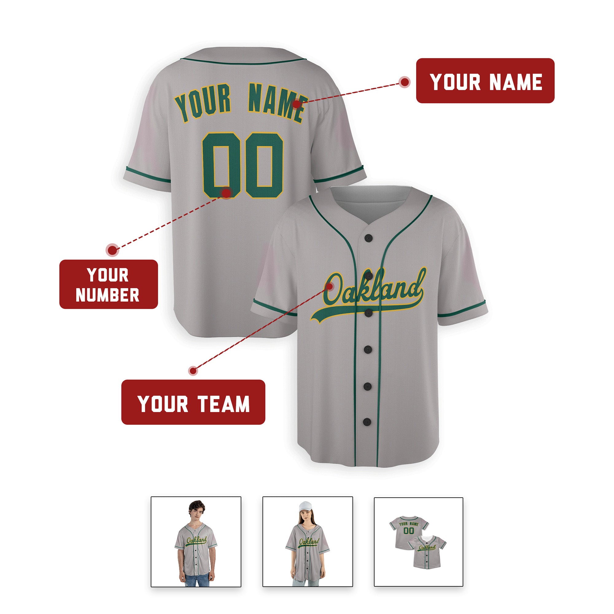 Personalized Oakland Athletics Inspired Alternate Style Jersey - Gold