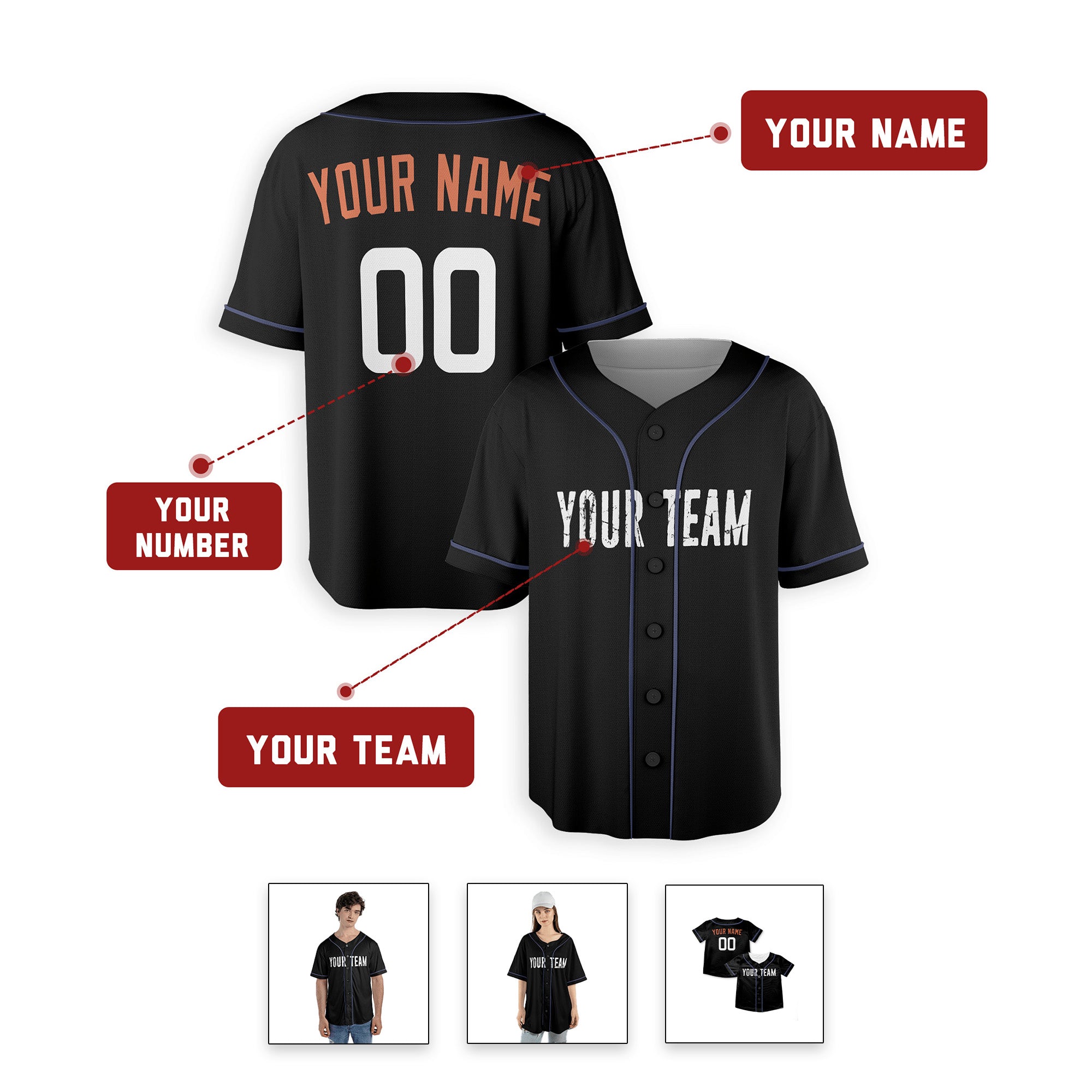 Personalized Baltimore Orioles Inspired Alternate Style Jersey - Black Navy Blue