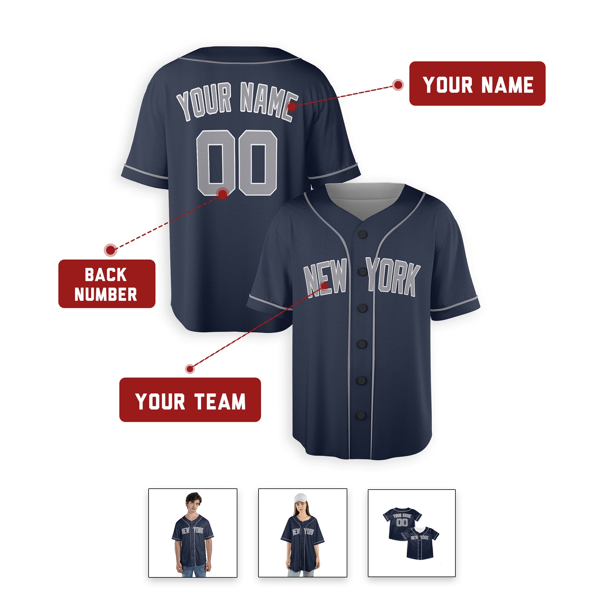Personalized New York Yankees Inspired Alternate Style Jersey with Team Name & Number for Men, Women, Youth, Kids - Piping / No Piping Options - Navy