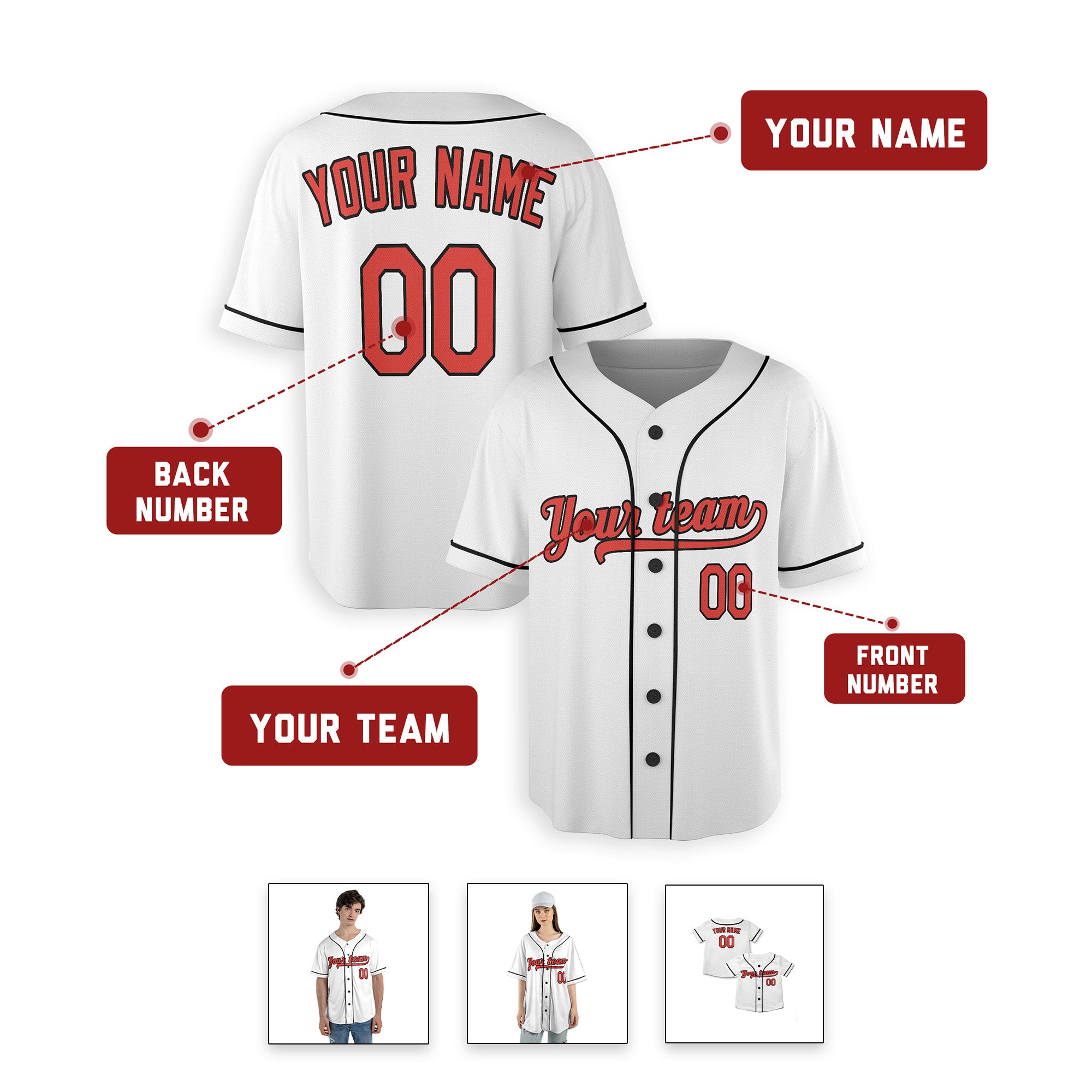 Personalized Baltimore Orioles Inspired Alternate Style Jersey - White Red