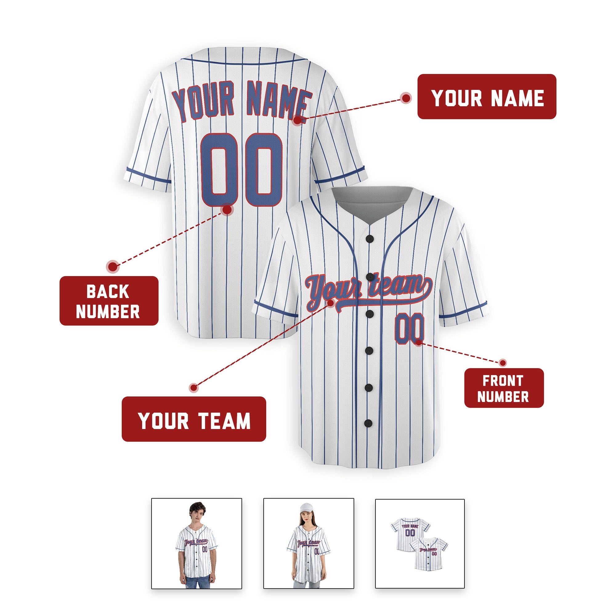 Personalized Chicago Cubs Inspired Alternate Style Jersey - White