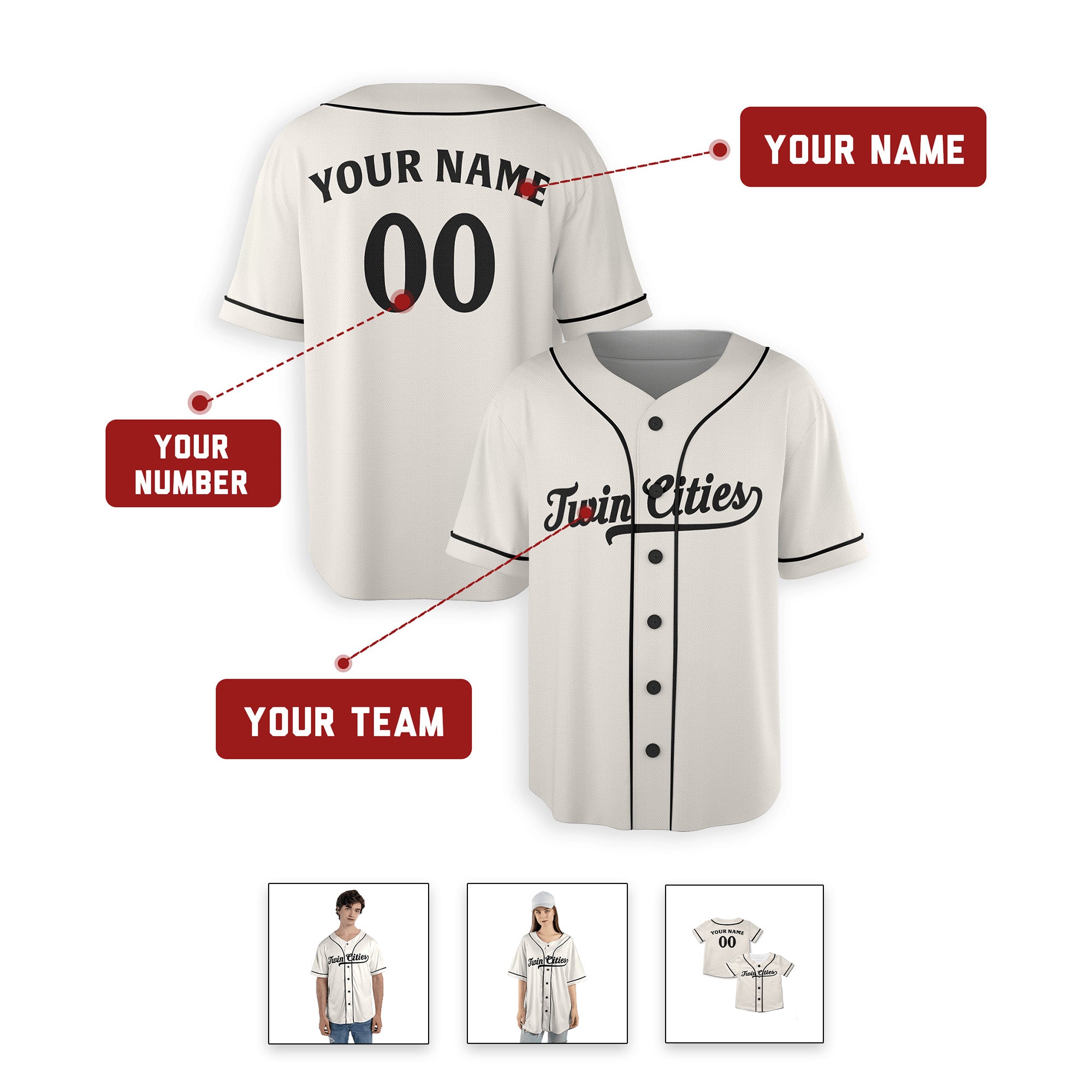 Personalized Minnesota Twins Inspired Alternate Style Jersey - White/Black