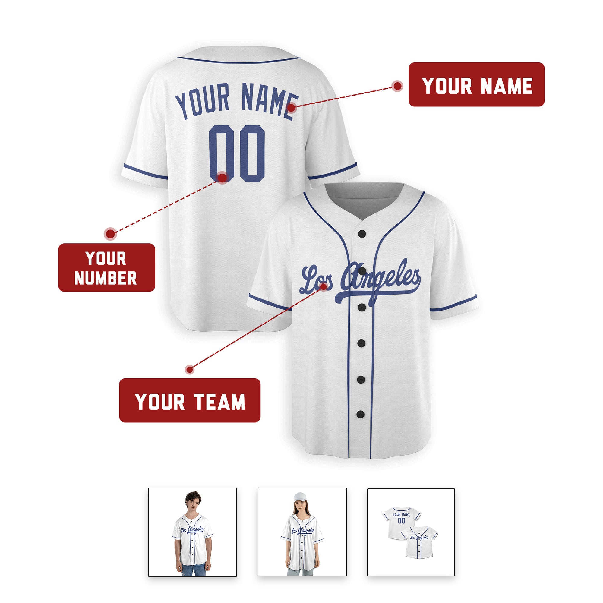 Personalized Los Angeles Inspired Alternate Style Jersey - White Navy