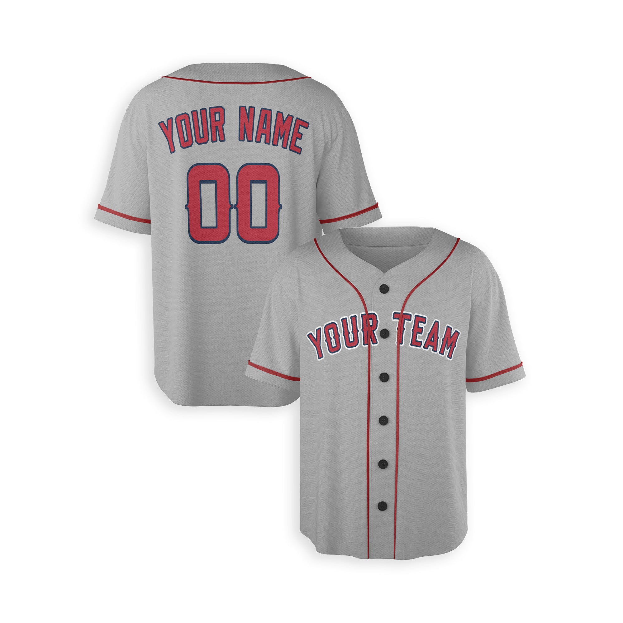 Personalized Los Angeles Inspired Alternate Style Jersey - Gray Red