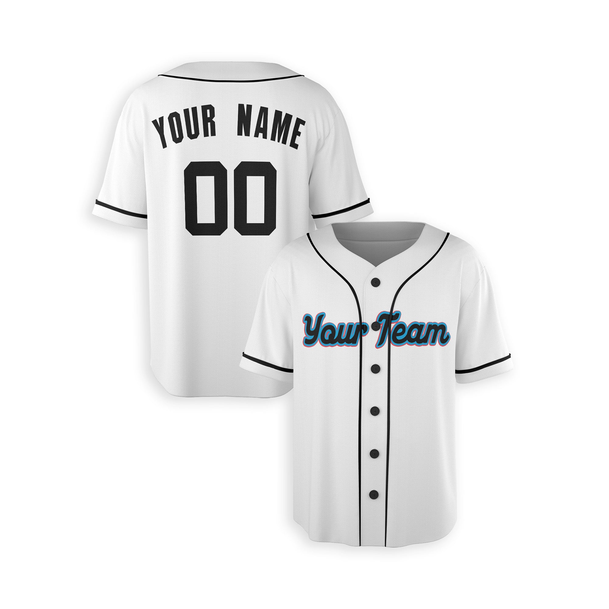 Personalized Maimi Marlins Inspired Alternate Style Jersey - White Black